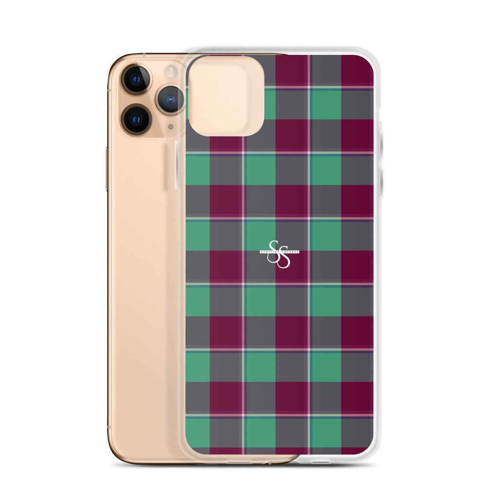 Clear Case for iPhone Ocean Green and Mulberry Wood Plaid iPhone 11 Pro Max - Scottish Squares