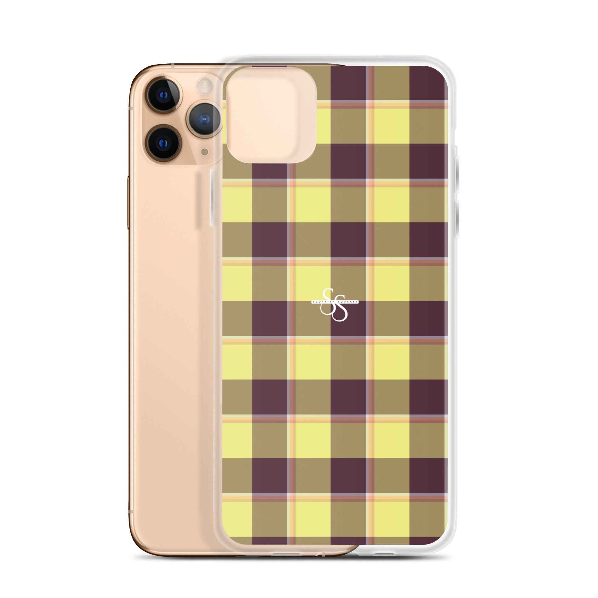 Clear Case for iPhone Flax and Livid Brown Plaid iPhone 11 Pro Max - Scottish Squares