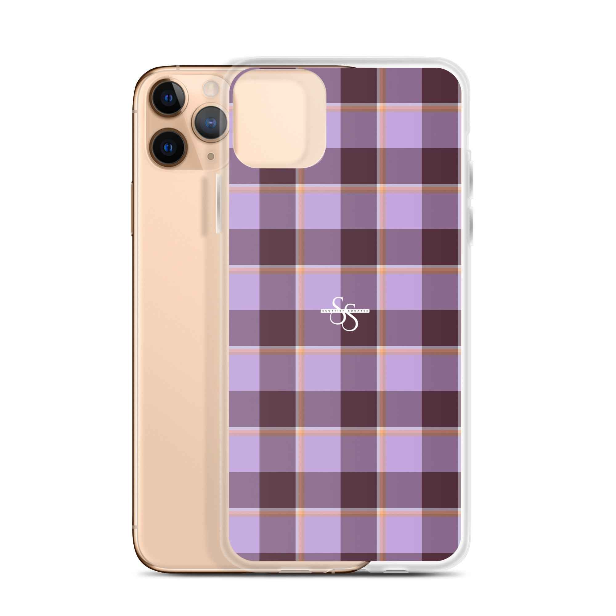 Clear Case for iPhone Light Wisteria and Livid Brown Plaid iPhone 11 Pro Max - Scottish Squares