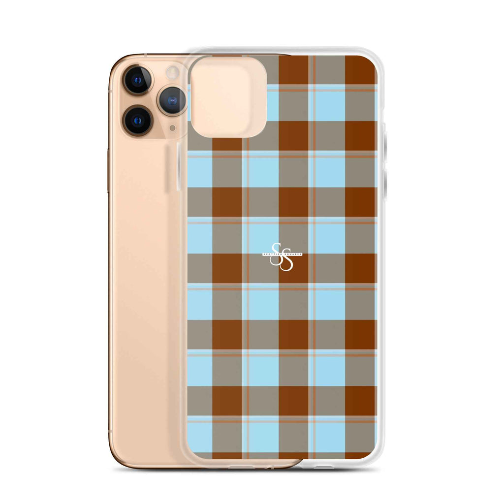 Clear Case for iPhone Blizzard Blue and Livid Brown Plaid iPhone 11 Pro Max - Scottish Squares