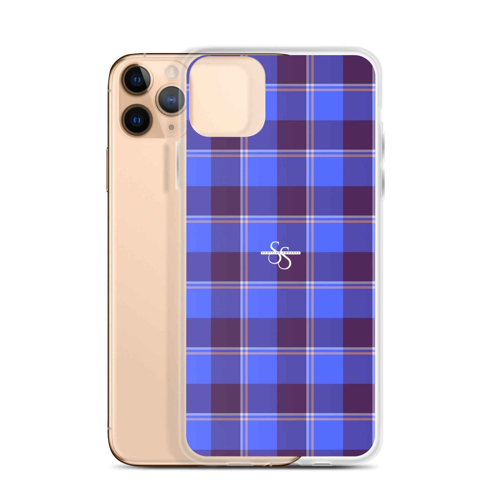 Clear Case for iPhone Cornflower Blue and Livid Brown Plaid iPhone 11 Pro Max - Scottish Squares