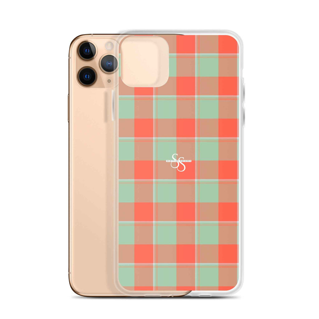 Clear Case for iPhone Spring Rain and Persimmon Plaid iPhone 11 Pro Max - Scottish Squares