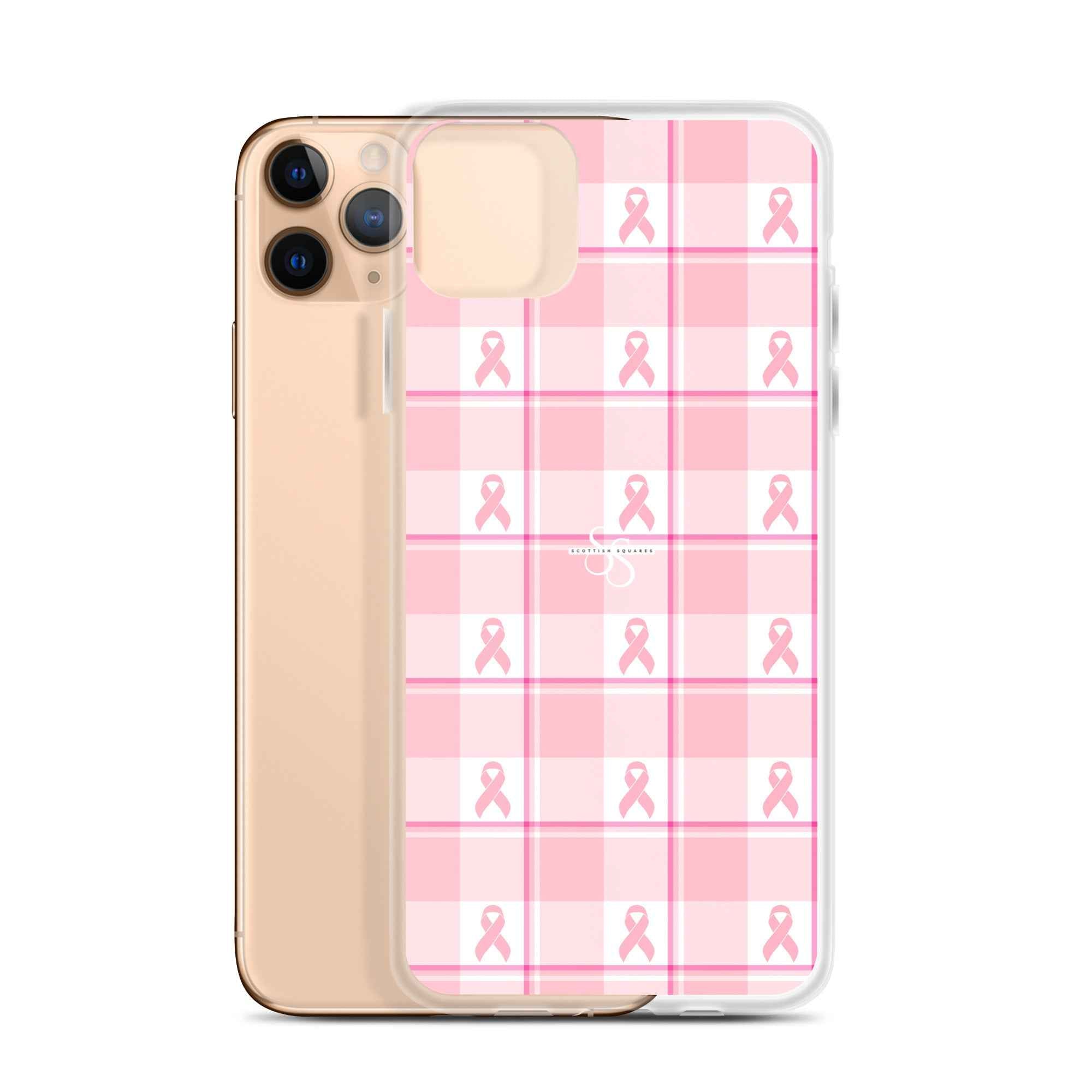Clear Case for iPhone Breast Cancer Awareness Plaid iPhone 11 Pro Max - Scottish Squares