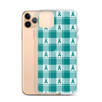 Clear Case for iPhone Cervical Cancer Awareness Plaid, Teal Ribbon, Supportive Gift iPhone 11 Pro Max - Scottish Squares