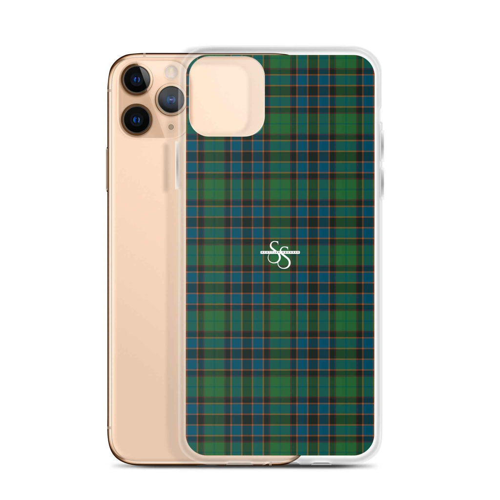 Clear Case for iPhone Green Blue Orange Plaid Tartan
