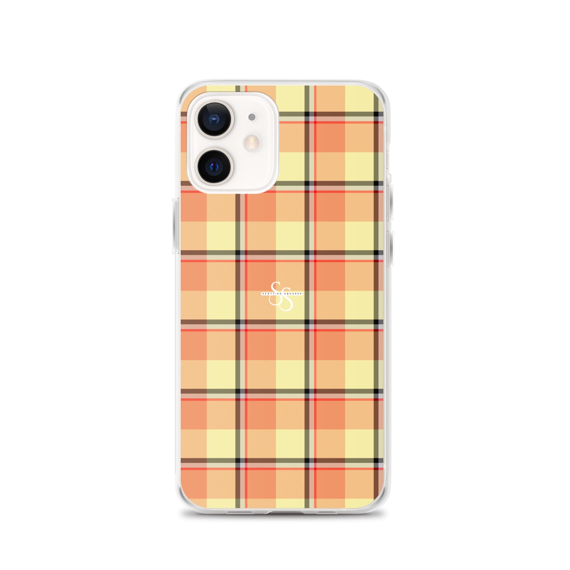 Clear Case for iPhone Claystone and Morning Mist Plaid iPhone 12 - Scottish Squares