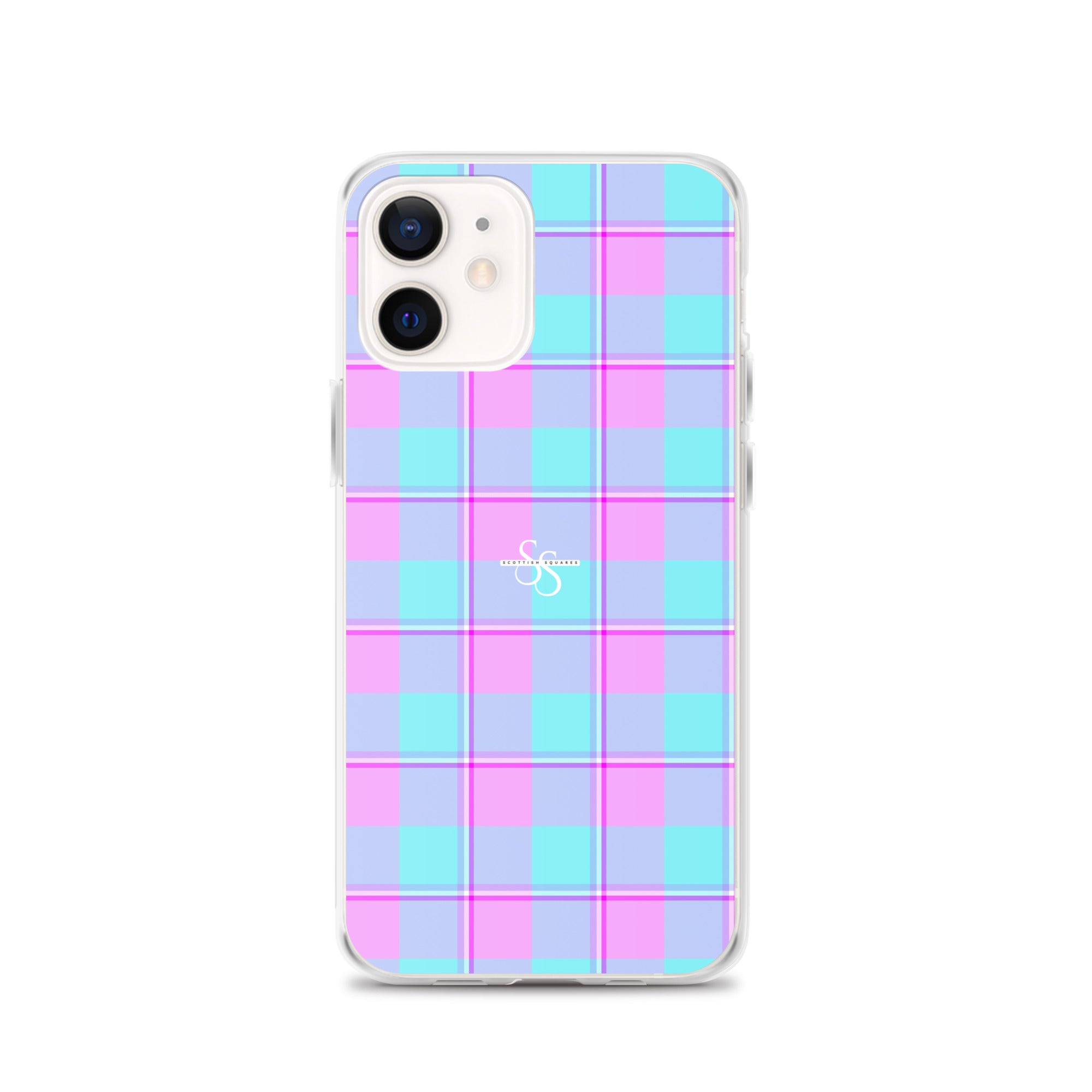 Clear Case for iPhone Mauve and Coastal Mist Plaid iPhone 12 - Scottish Squares