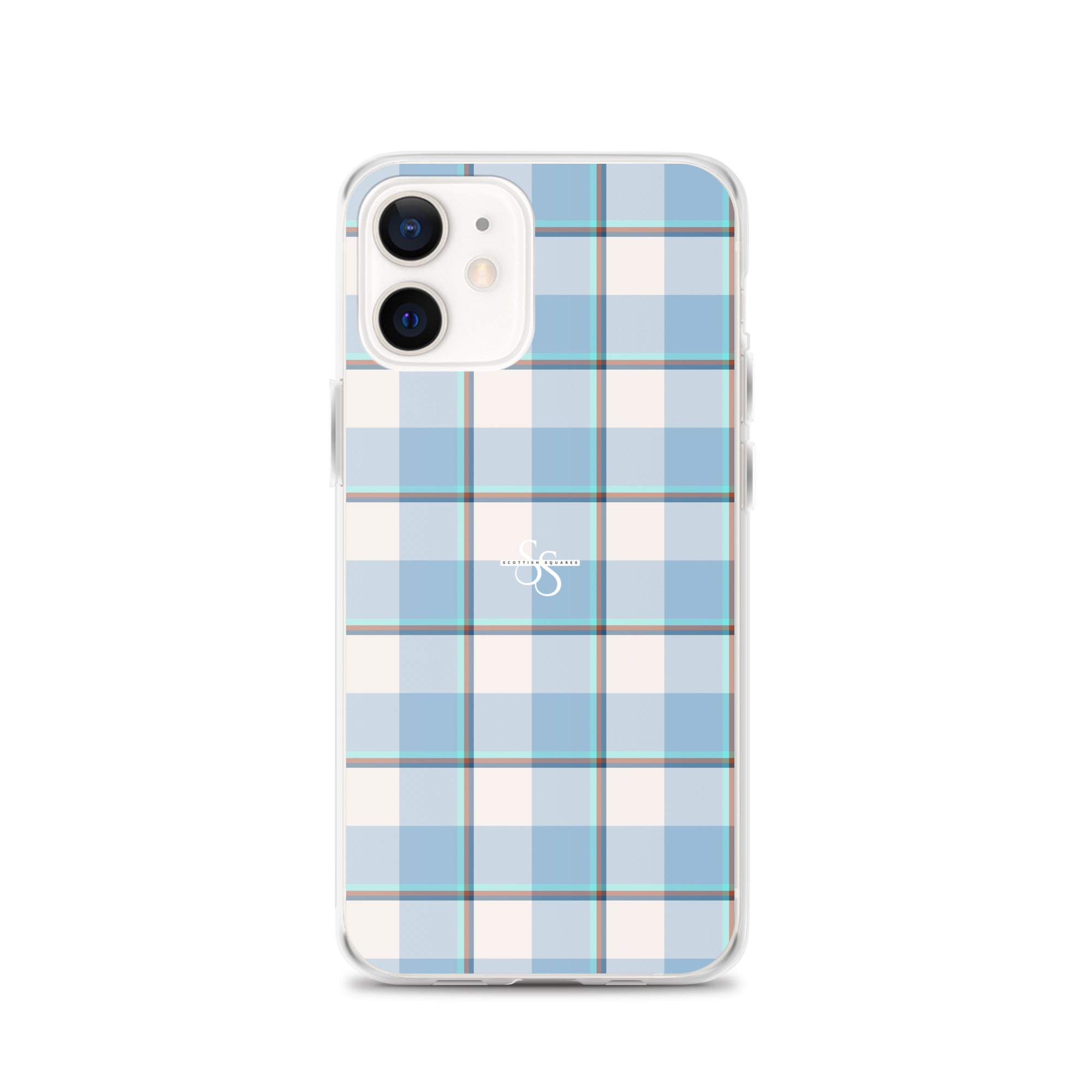 Clear Case for iPhone Pink Cloud and Blue Lagoon Plaid iPhone 12 - Scottish Squares
