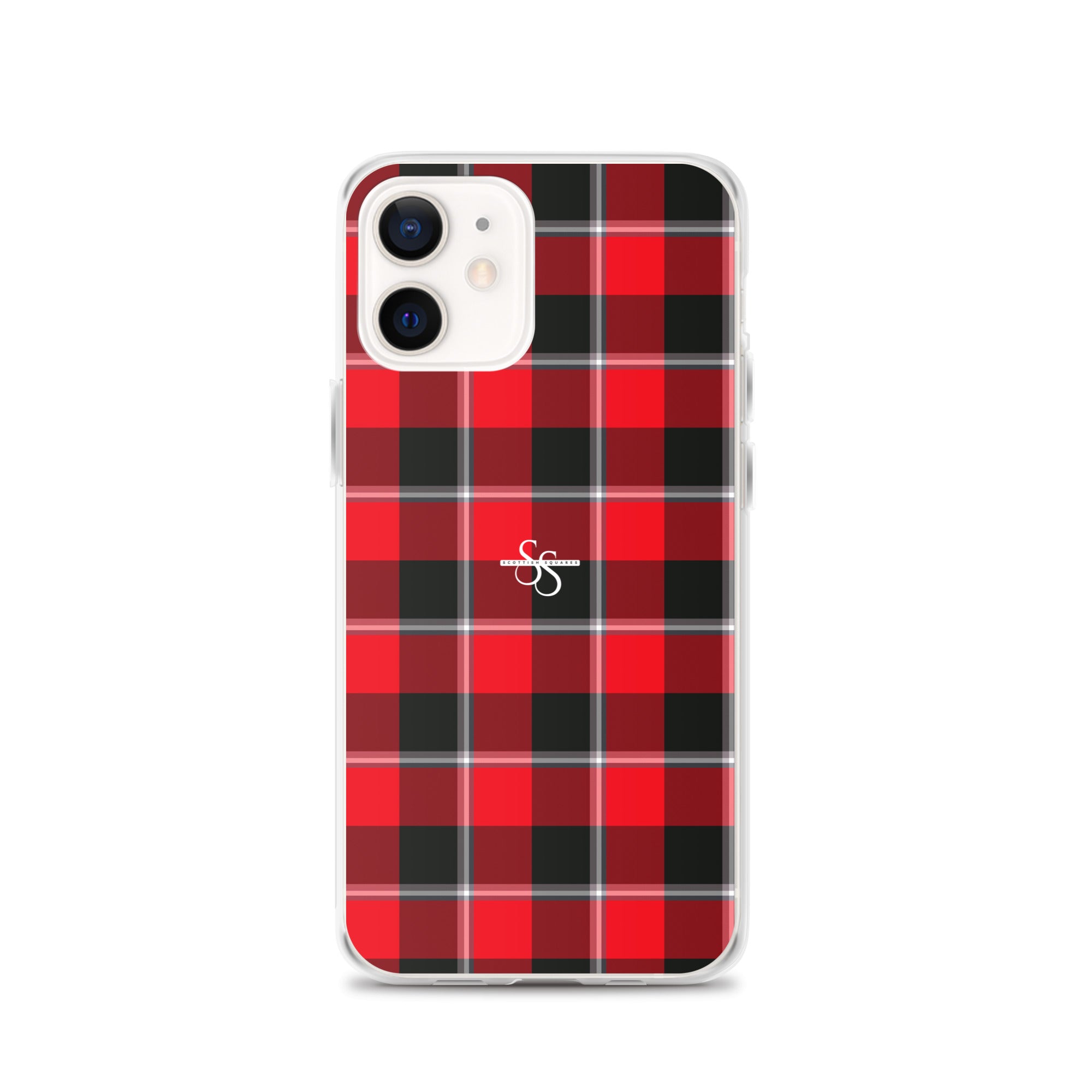Clear Case for iPhone Red Ribbon and Heavy Metal Plaid iPhone 12 - Scottish Squares