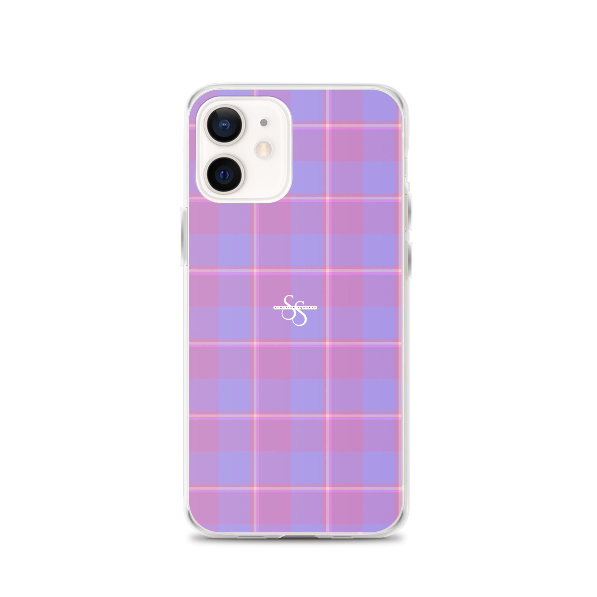 Clear Case for iPhone Viola and Dull Lavender Plaid iPhone 12 - Scottish Squares