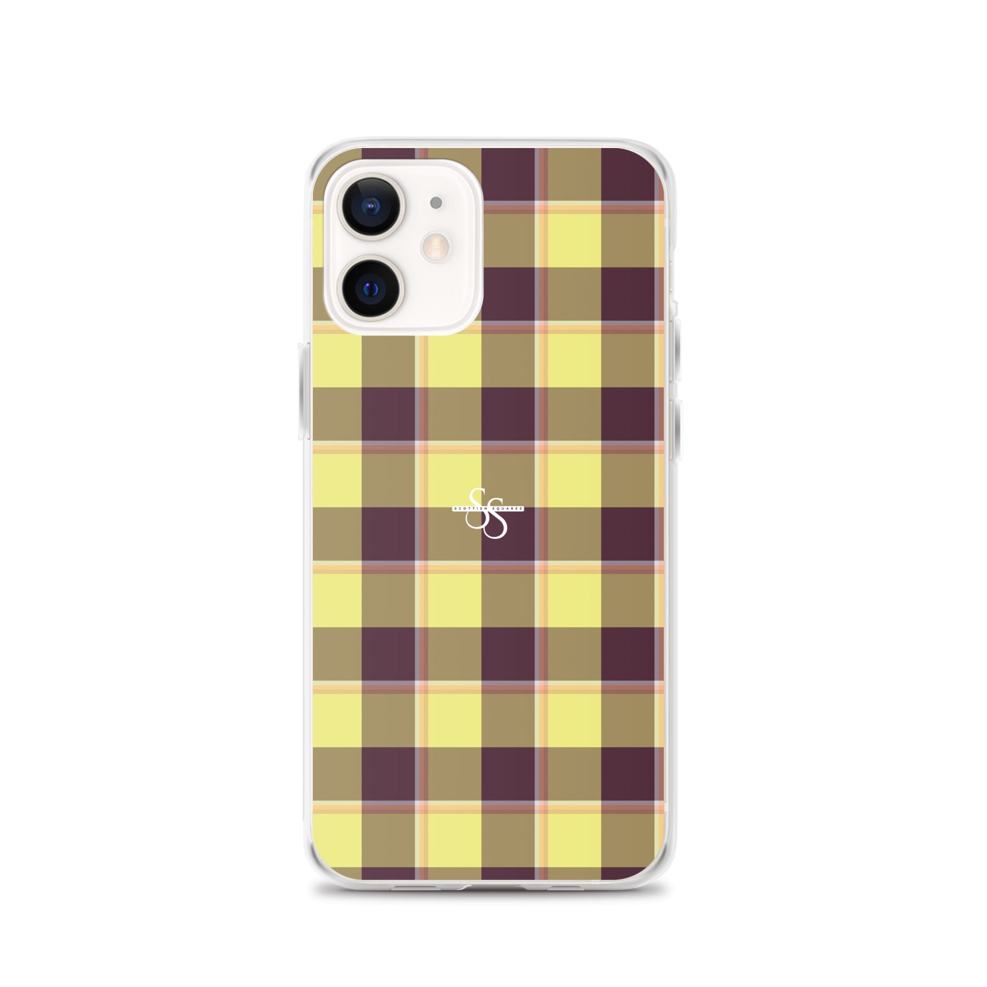 Clear Case for iPhone Flax and Livid Brown Plaid iPhone 12 - Scottish Squares