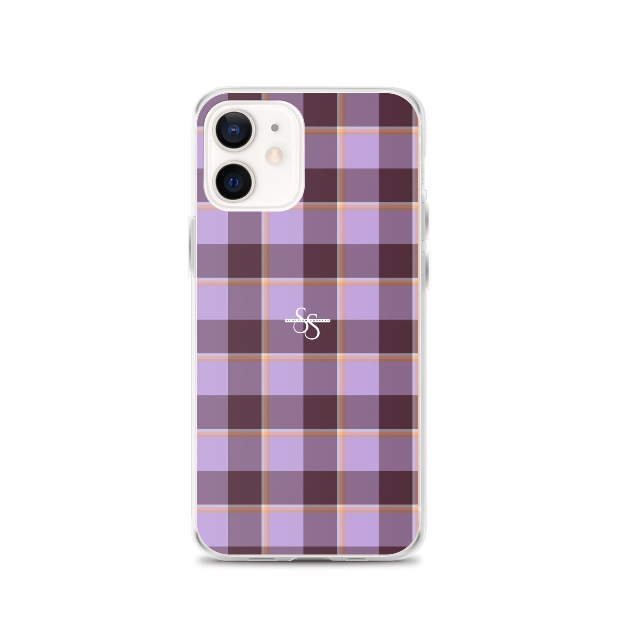Clear Case for iPhone Light Wisteria and Livid Brown Plaid iPhone 12 - Scottish Squares