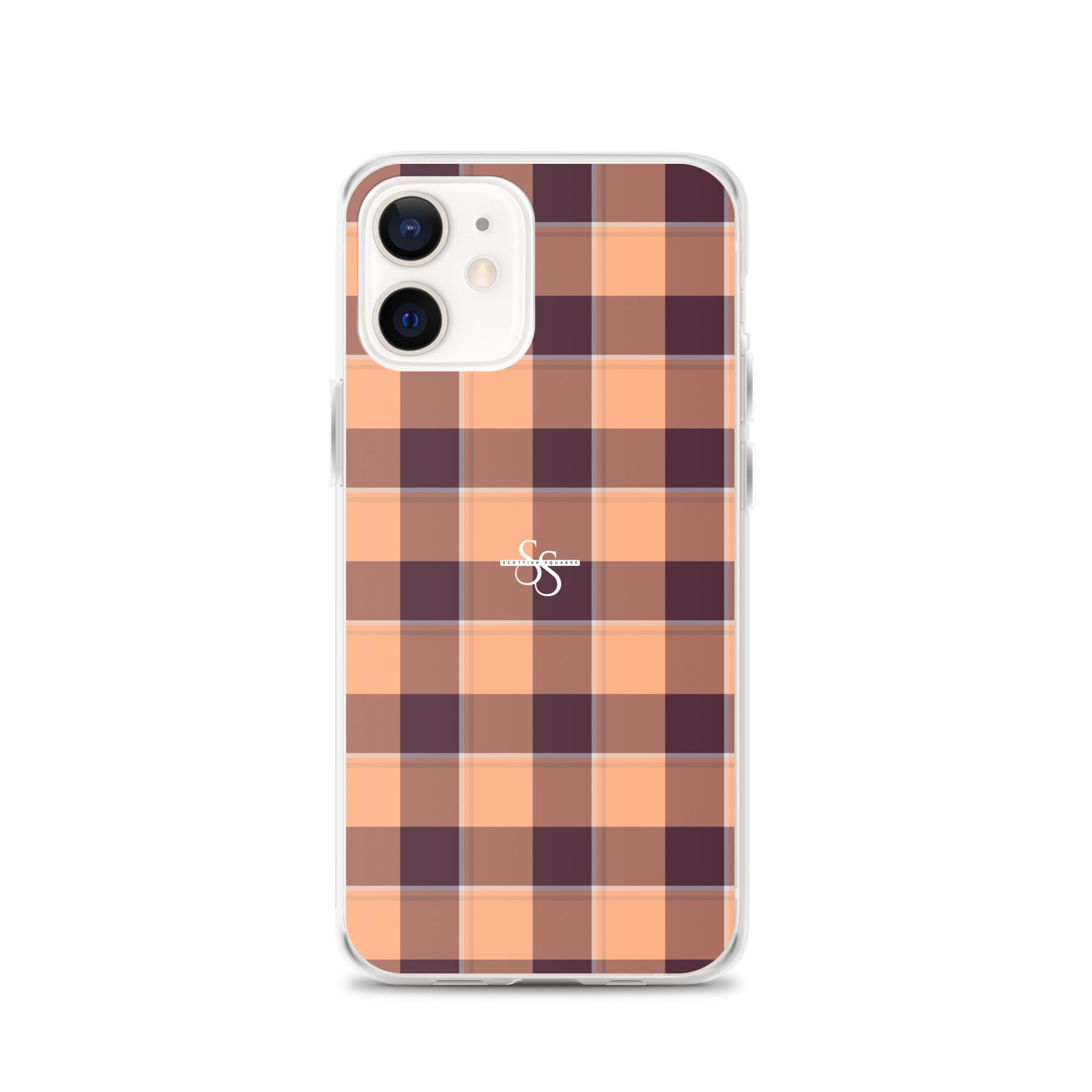 Clear Case for iPhone Hit Pink and Livid Brown Plaid iPhone 12 - Scottish Squares