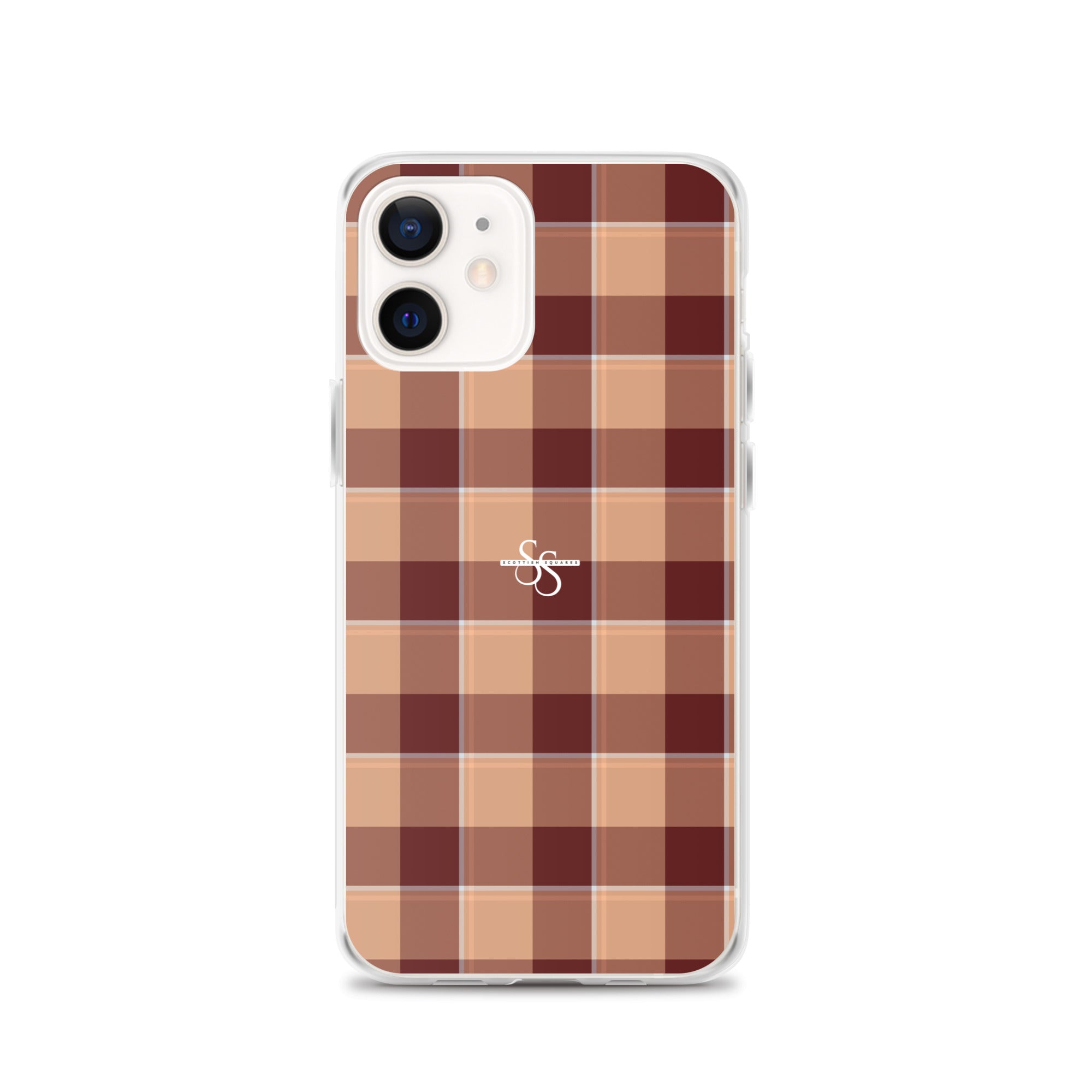 Clear Case for iPhone Whiskey and Livid Brown Plaid iPhone 12 - Scottish Squares