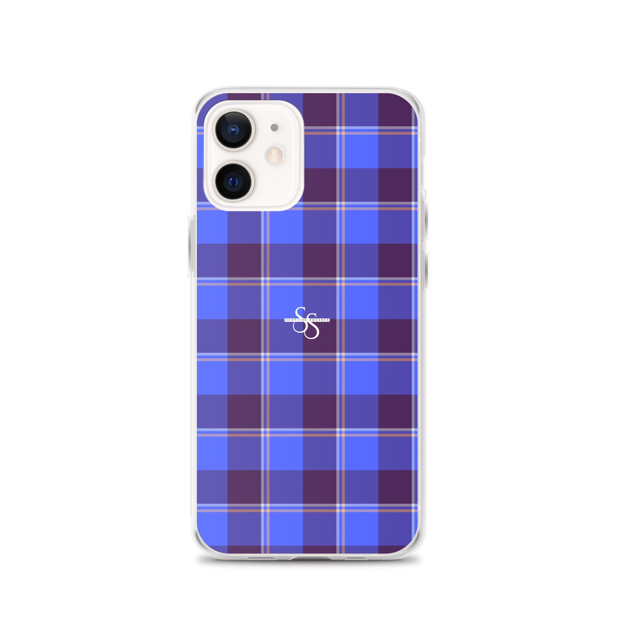 Clear Case for iPhone Cornflower Blue and Livid Brown Plaid iPhone 12 - Scottish Squares