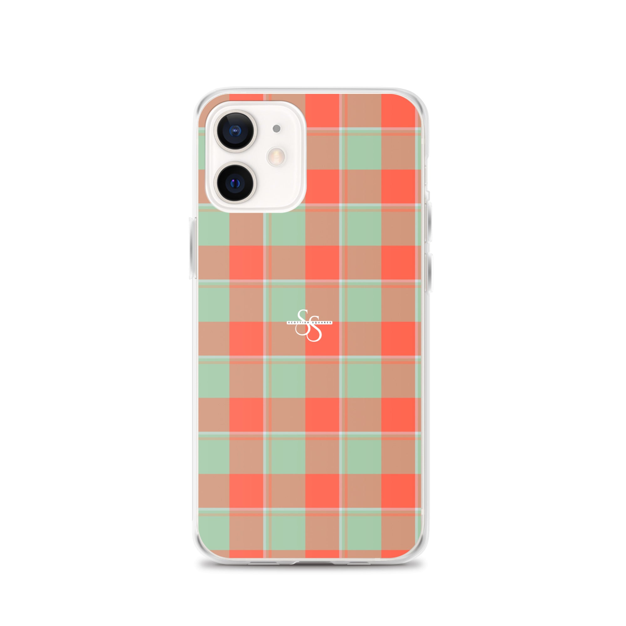 Clear Case for iPhone Spring Rain and Persimmon Plaid iPhone 12 - Scottish Squares