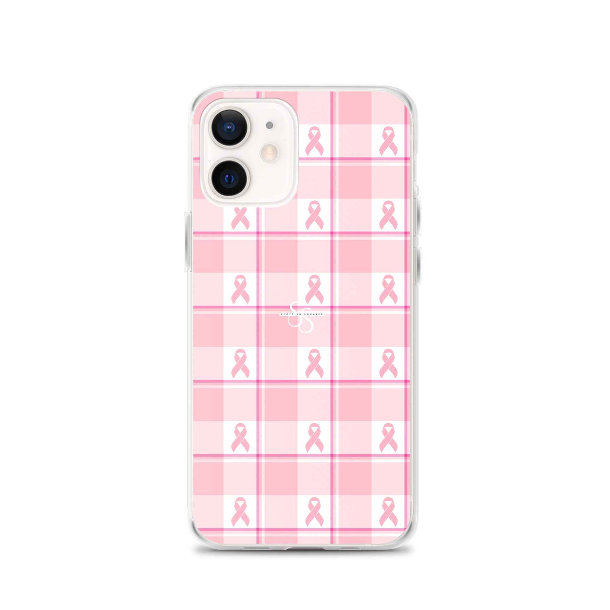 Clear Case for iPhone Breast Cancer Awareness Plaid iPhone 12 - Scottish Squares