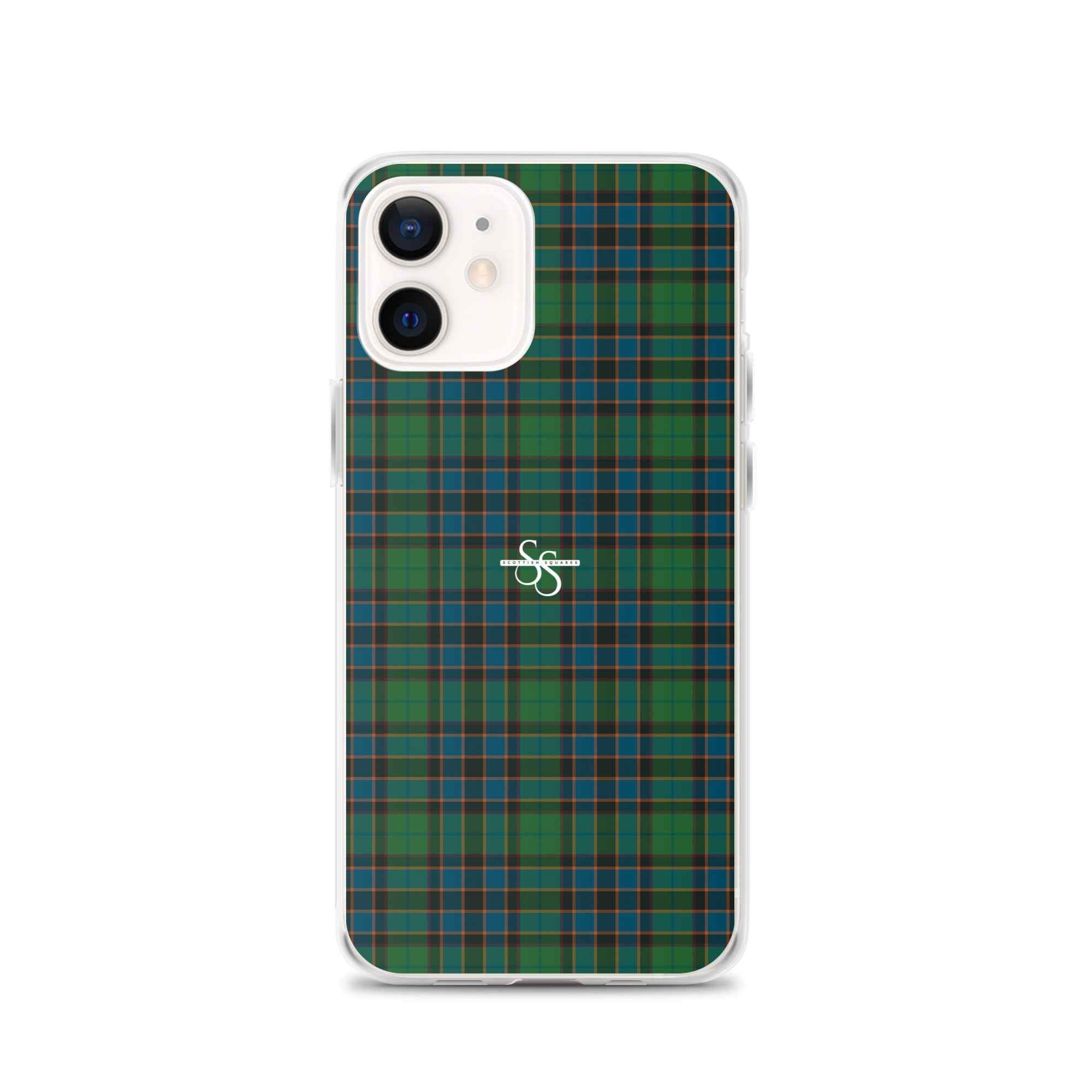 Clear Case for iPhone Green Blue Orange Plaid Tartan