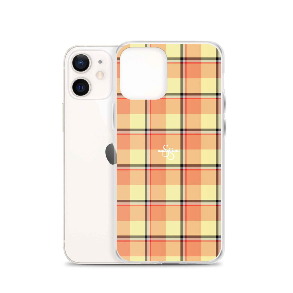 Clear Case for iPhone Claystone and Morning Mist Plaid - Scottish Squares