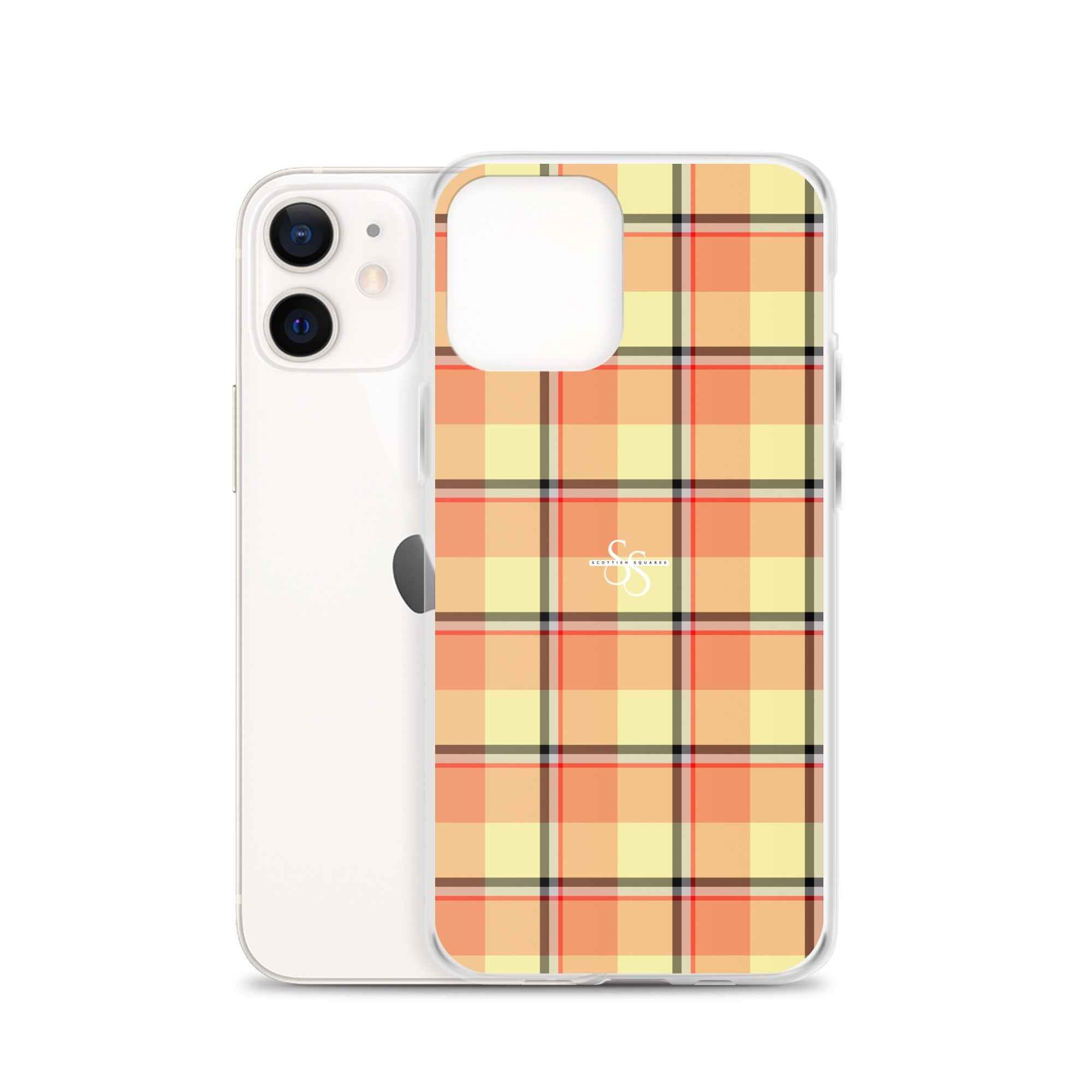 Clear Case for iPhone Claystone and Morning Mist Plaid - Scottish Squares