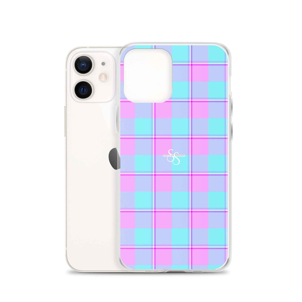 Clear Case for iPhone Mauve and Coastal Mist Plaid - Scottish Squares