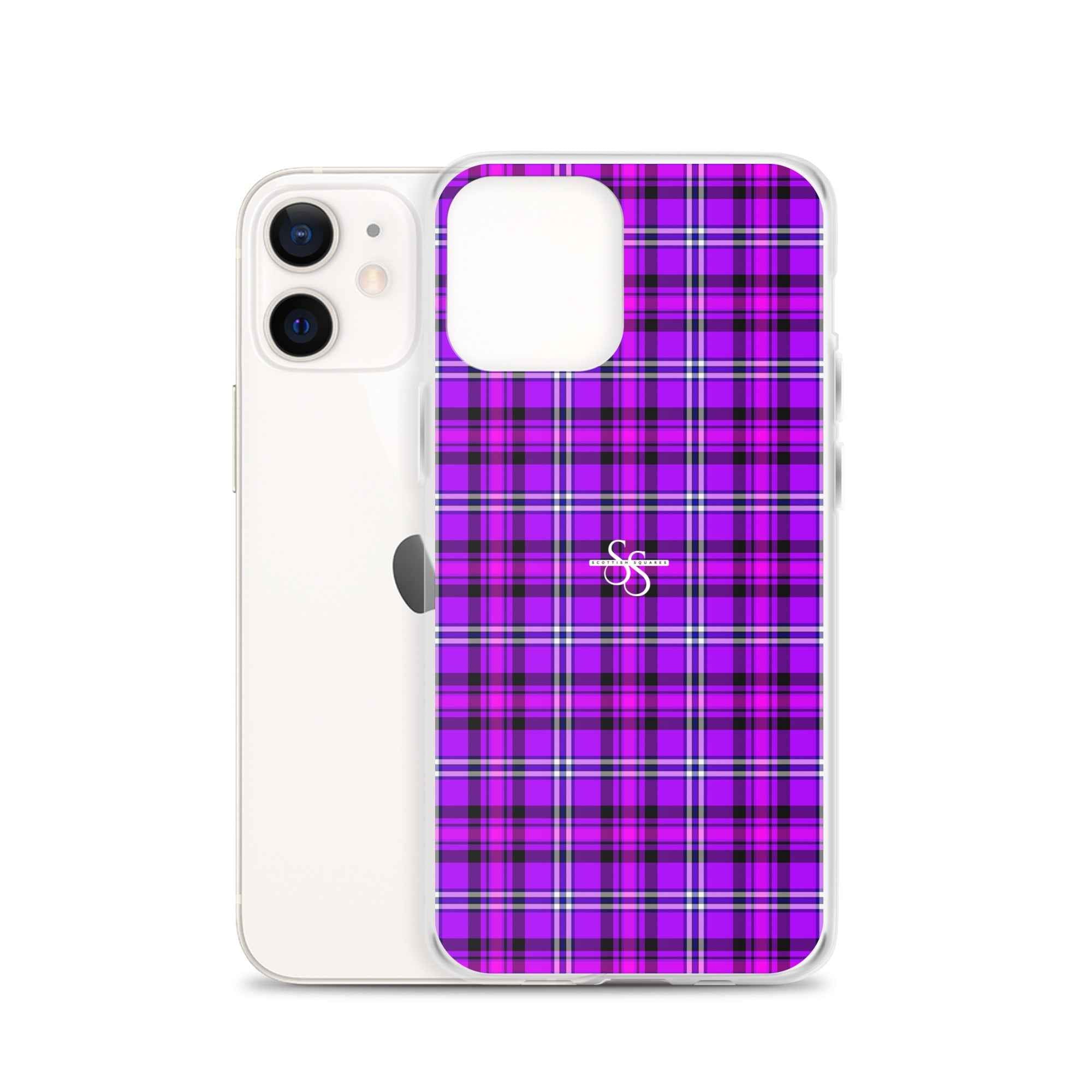Clear Case for iPhone Electric Violet and Fuchsia Plaid - Scottish Squares
