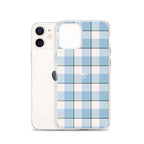 Clear Case for iPhone Pink Cloud and Blue Lagoon Plaid - Scottish Squares