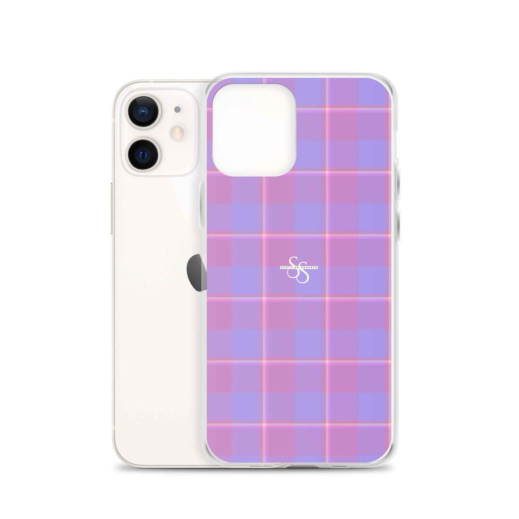 Clear Case for iPhone Viola and Dull Lavender Plaid - Scottish Squares
