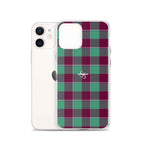 Clear Case for iPhone Ocean Green and Mulberry Wood Plaid - Scottish Squares