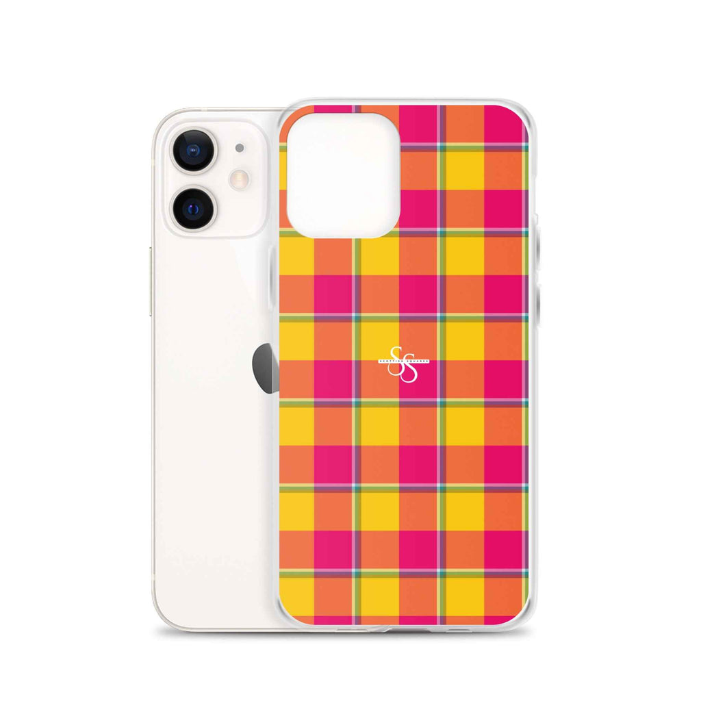 Clear Case for iPhone Corn and Razzmatazz Plaid - Scottish Squares