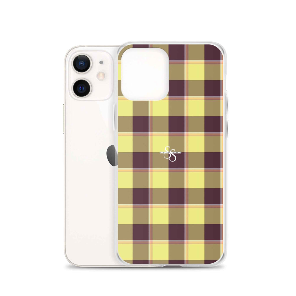 Clear Case for iPhone Flax and Livid Brown Plaid - Scottish Squares