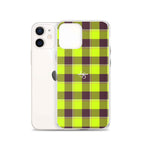 Clear Case for iPhone Electric Lime and Livid Brown Plaid - Scottish Squares