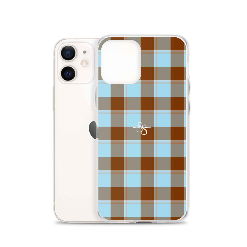 Clear Case for iPhone Blizzard Blue and Livid Brown Plaid - Scottish Squares