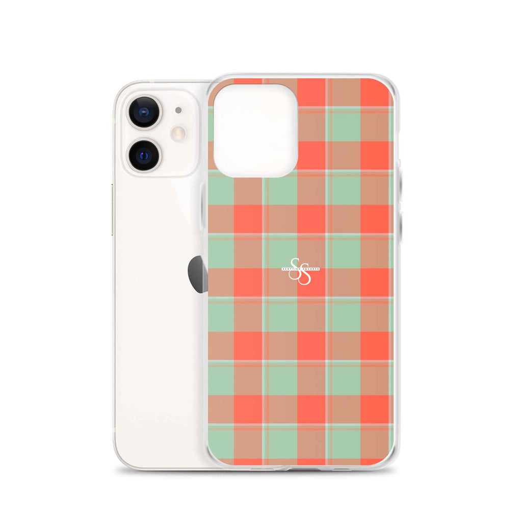 Clear Case for iPhone Spring Rain and Persimmon Plaid - Scottish Squares