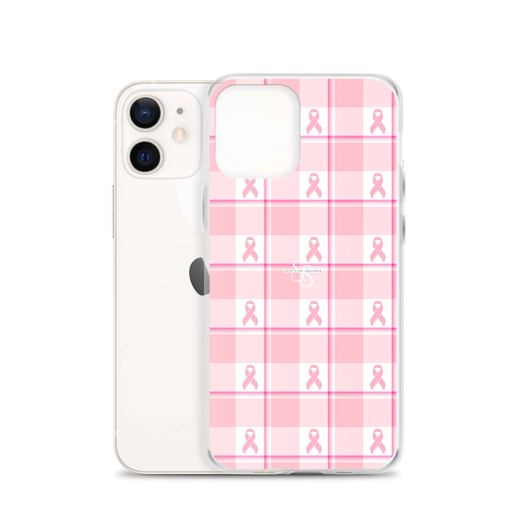 Clear Case for iPhone Breast Cancer Awareness Plaid - Scottish Squares