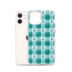 Clear Case for iPhone Cervical Cancer Awareness Plaid, Teal Ribbon, Supportive Gift - Scottish Squares