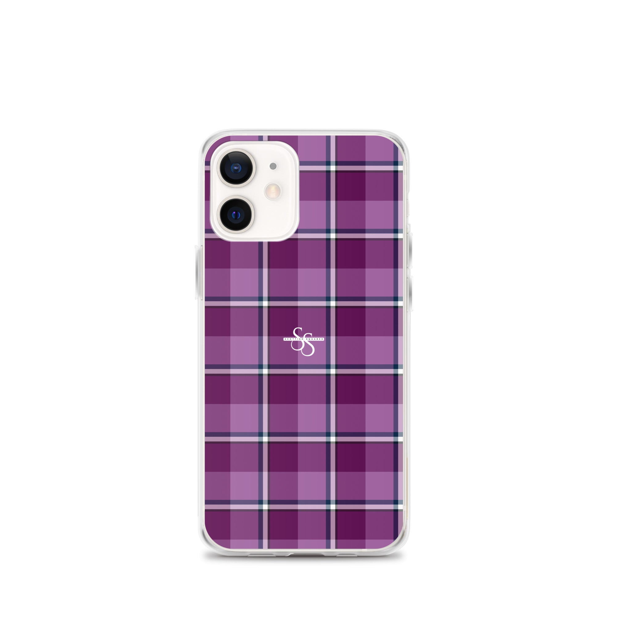 Clear Case for iPhone Purple and Trendy Pink Plaid iPhone 12 mini - Scottish Squares