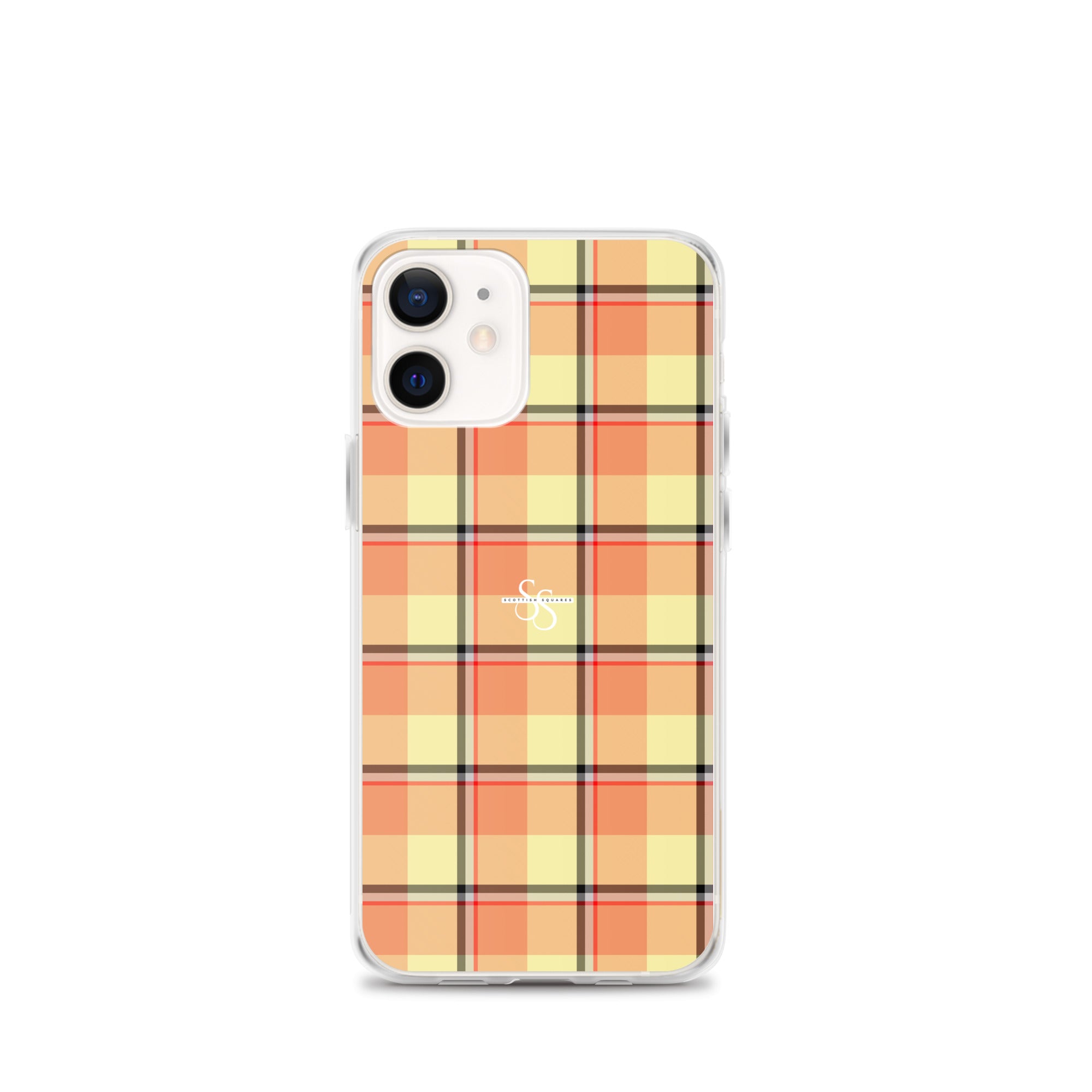 Clear Case for iPhone Claystone and Morning Mist Plaid iPhone 12 mini - Scottish Squares