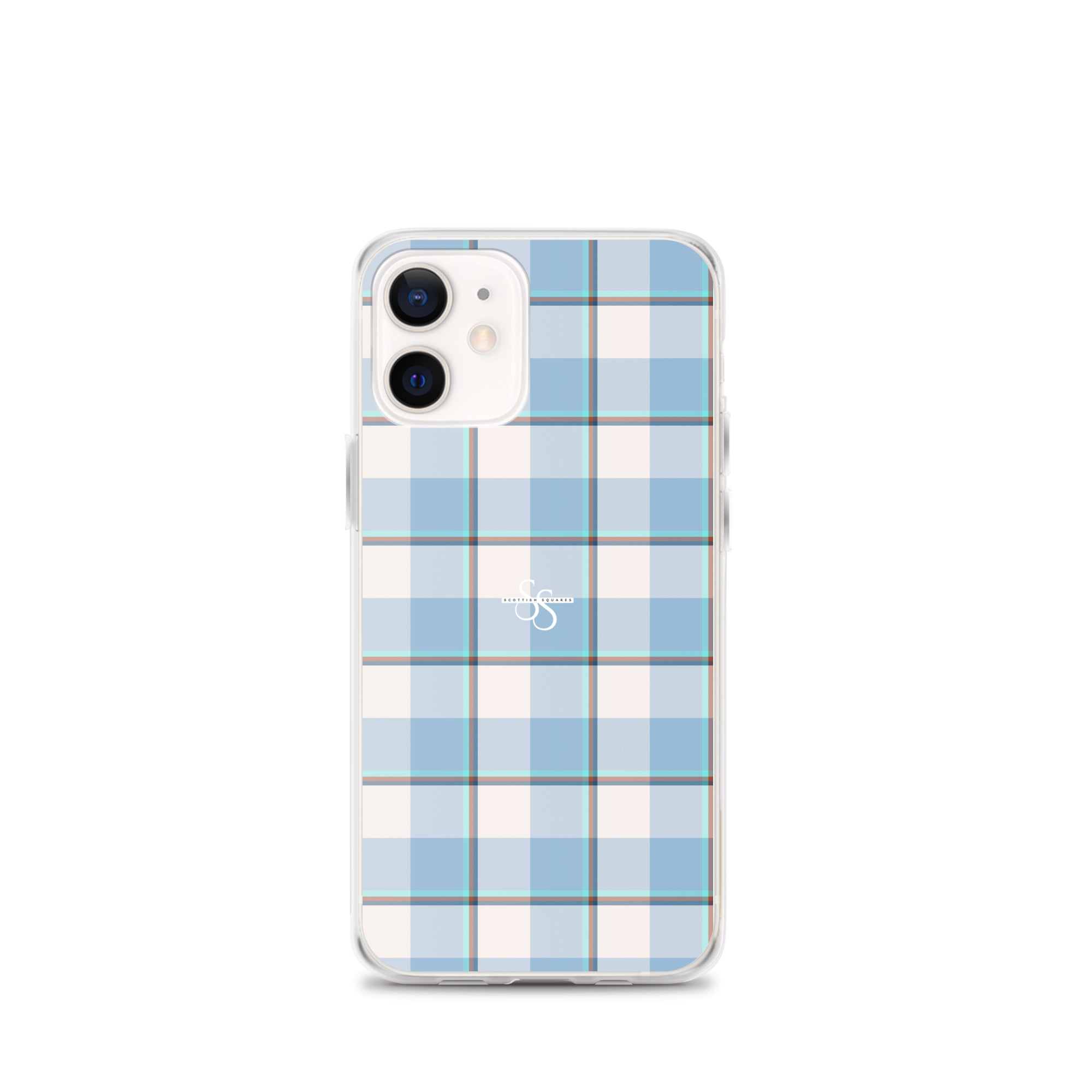 Clear Case for iPhone Pink Cloud and Blue Lagoon Plaid iPhone 12 mini - Scottish Squares