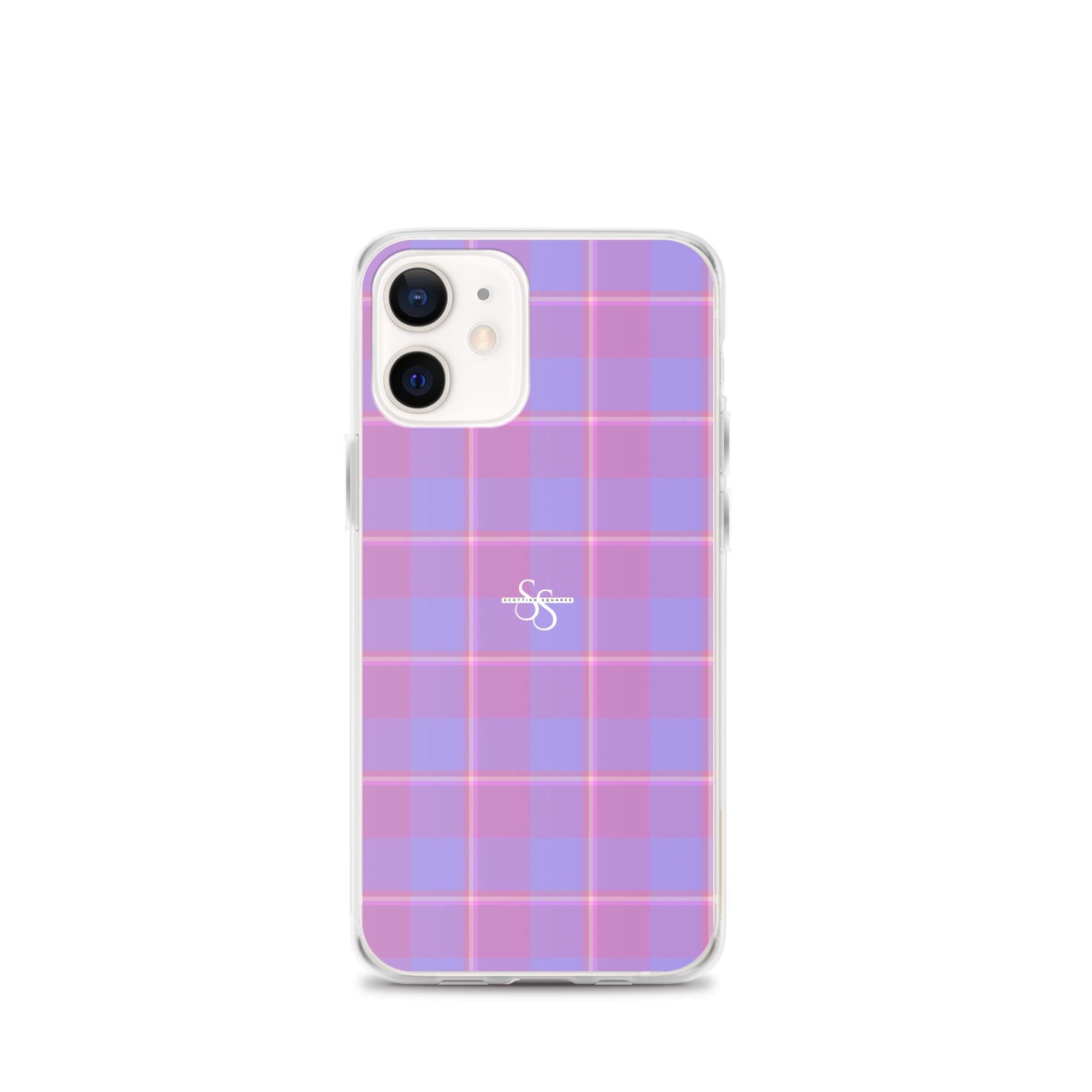 Clear Case for iPhone Viola and Dull Lavender Plaid iPhone 12 mini - Scottish Squares