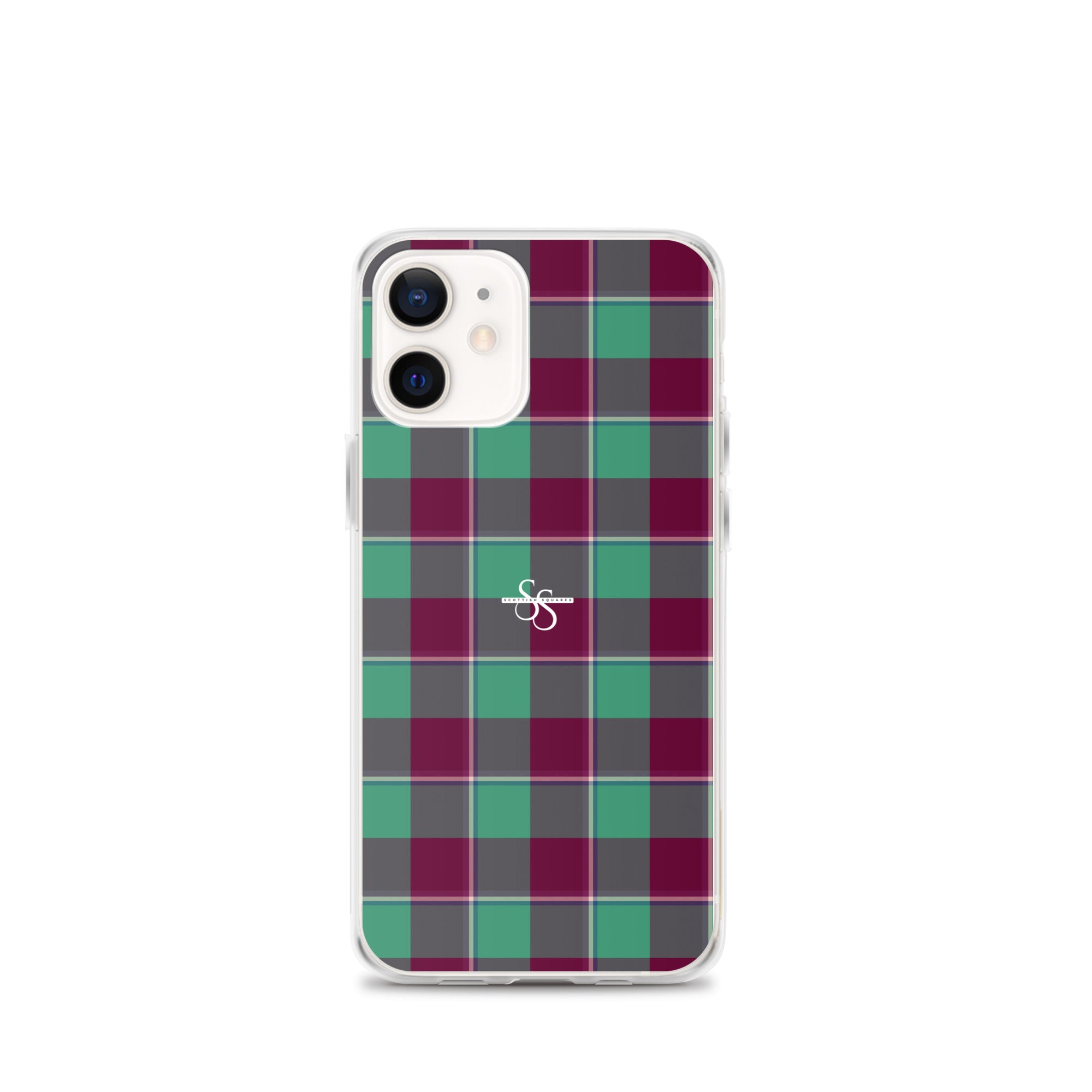 Clear Case for iPhone Ocean Green and Mulberry Wood Plaid iPhone 12 mini - Scottish Squares
