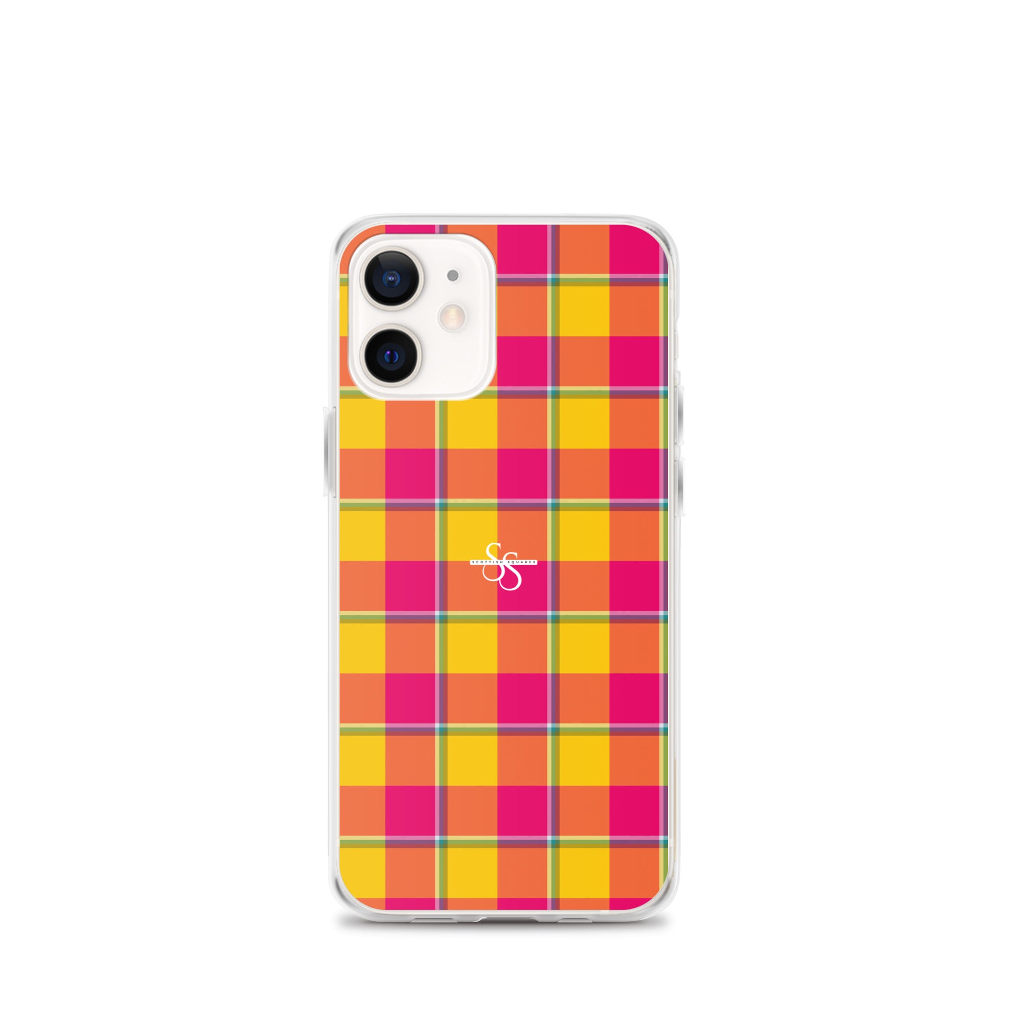 Clear Case for iPhone Corn and Razzmatazz Plaid iPhone 12 mini - Scottish Squares