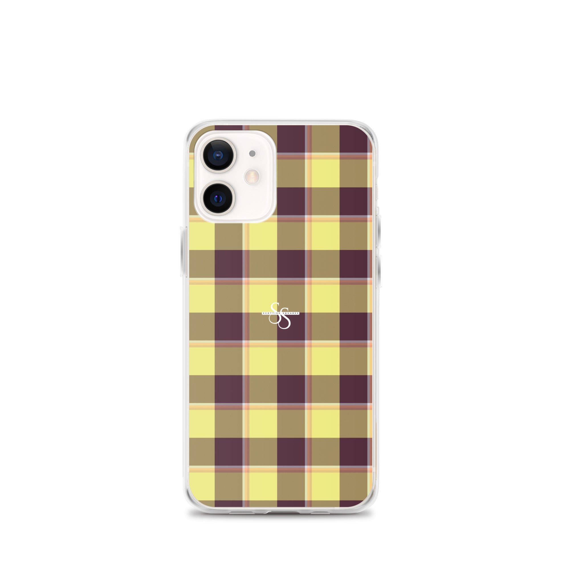 Clear Case for iPhone Flax and Livid Brown Plaid iPhone 12 mini - Scottish Squares