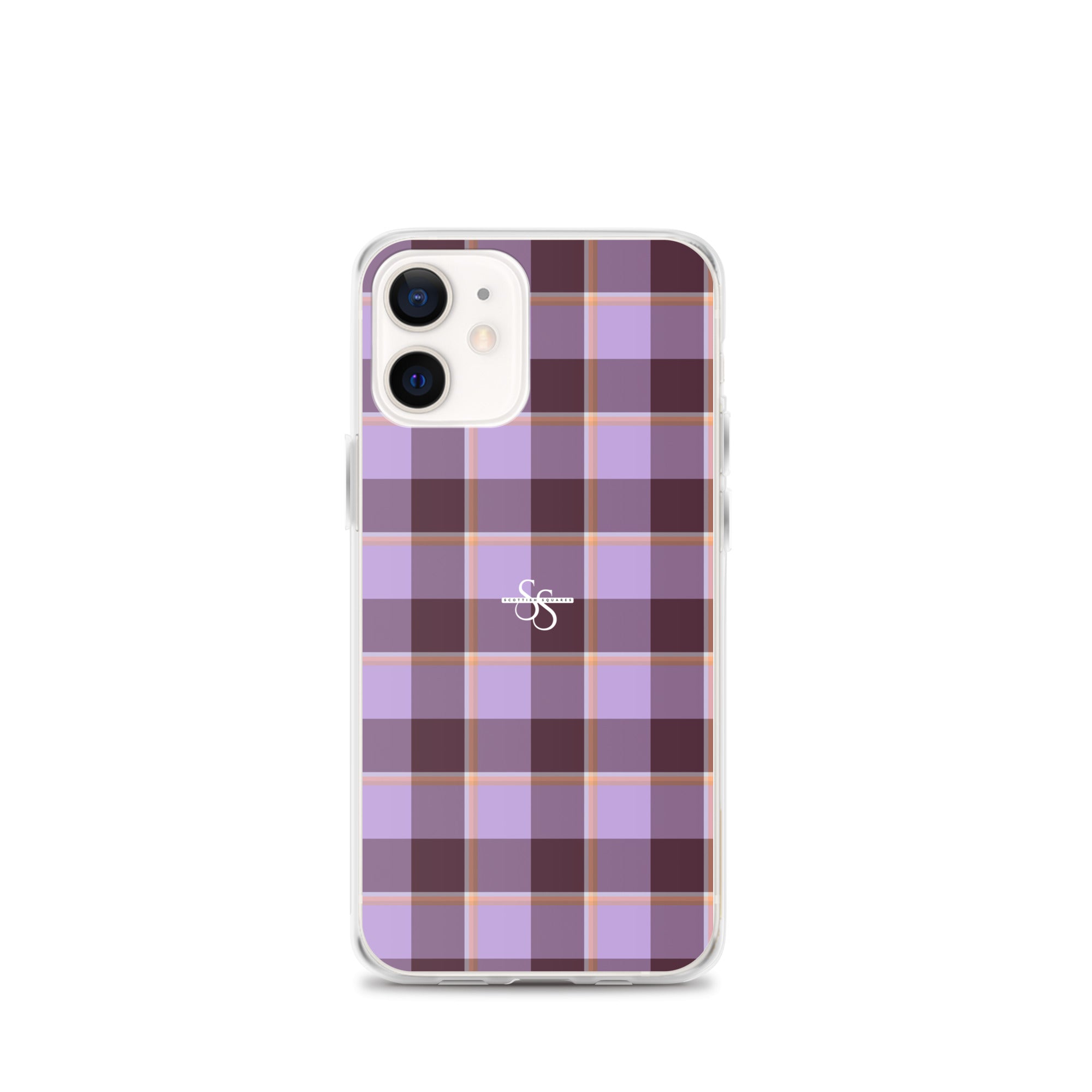 Clear Case for iPhone Light Wisteria and Livid Brown Plaid iPhone 12 mini - Scottish Squares