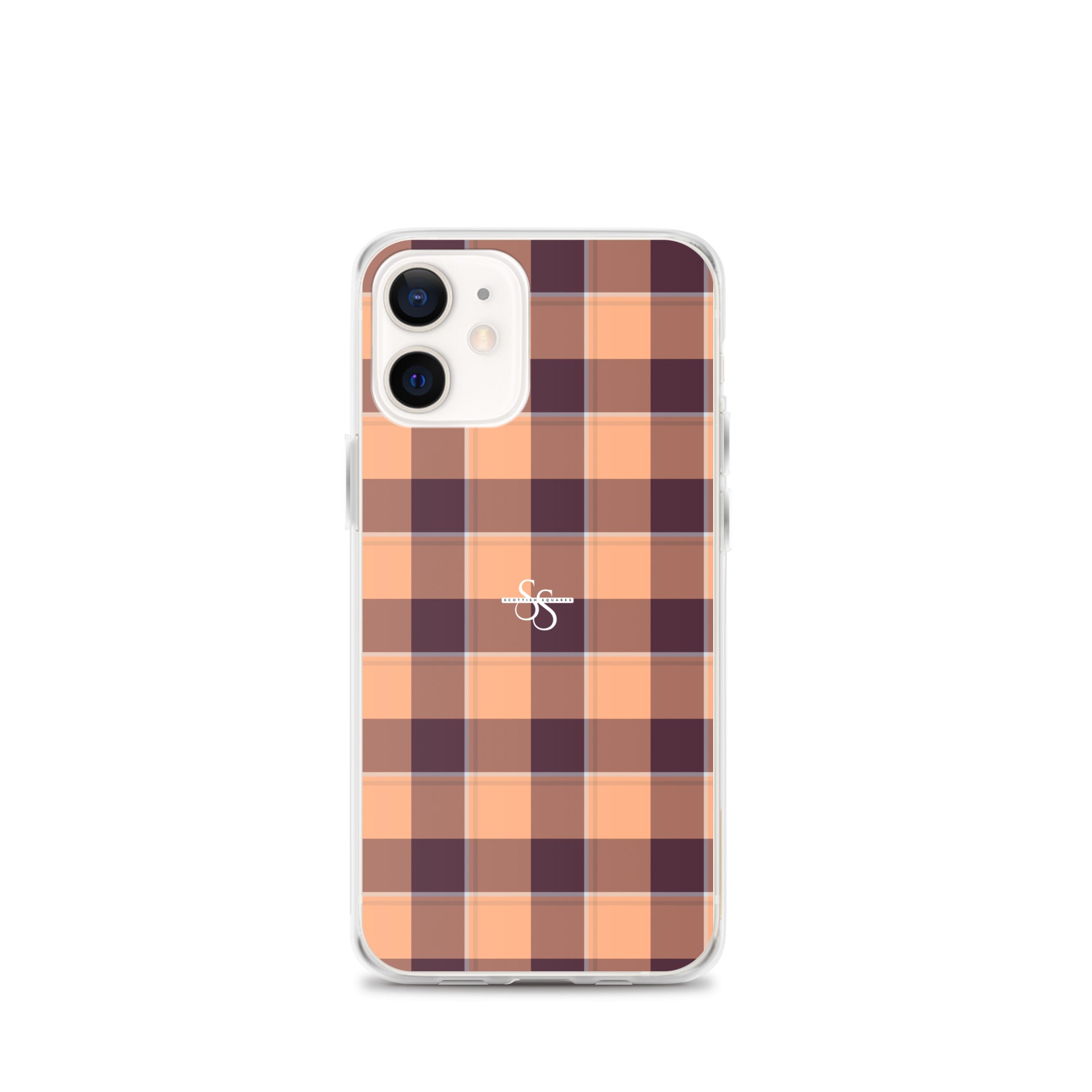 Clear Case for iPhone Hit Pink and Livid Brown Plaid iPhone 12 mini - Scottish Squares