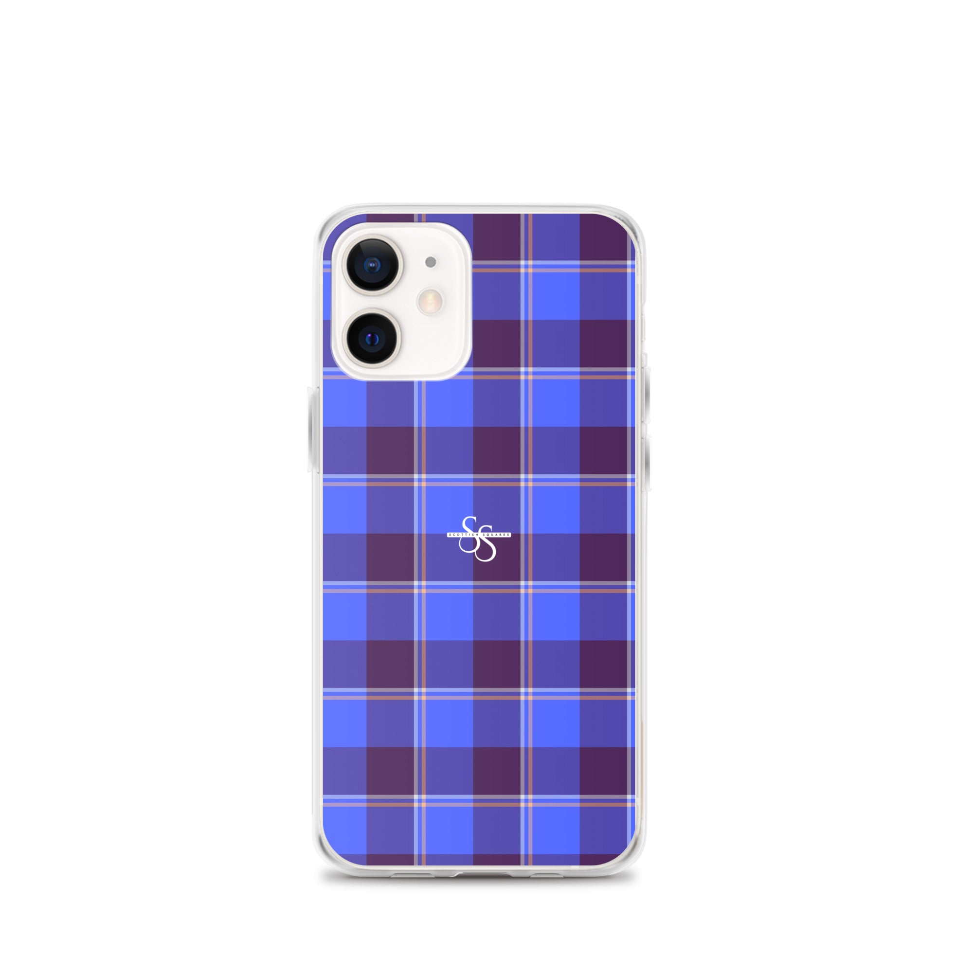 Clear Case for iPhone Cornflower Blue and Livid Brown Plaid iPhone 12 mini - Scottish Squares