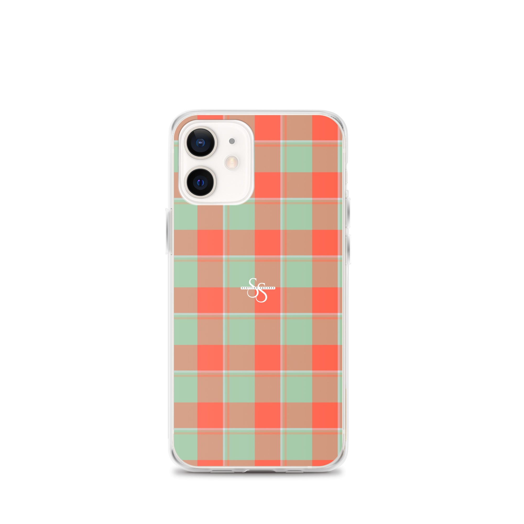 Clear Case for iPhone Spring Rain and Persimmon Plaid iPhone 12 mini - Scottish Squares