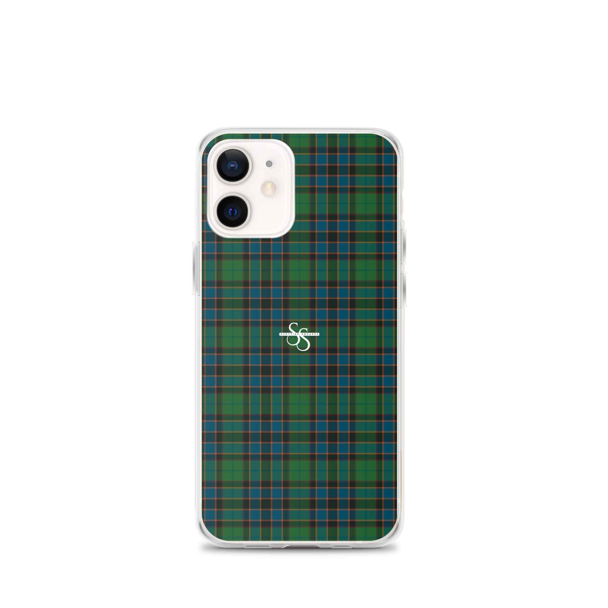 Clear Case for iPhone Green Blue Orange Plaid Tartan