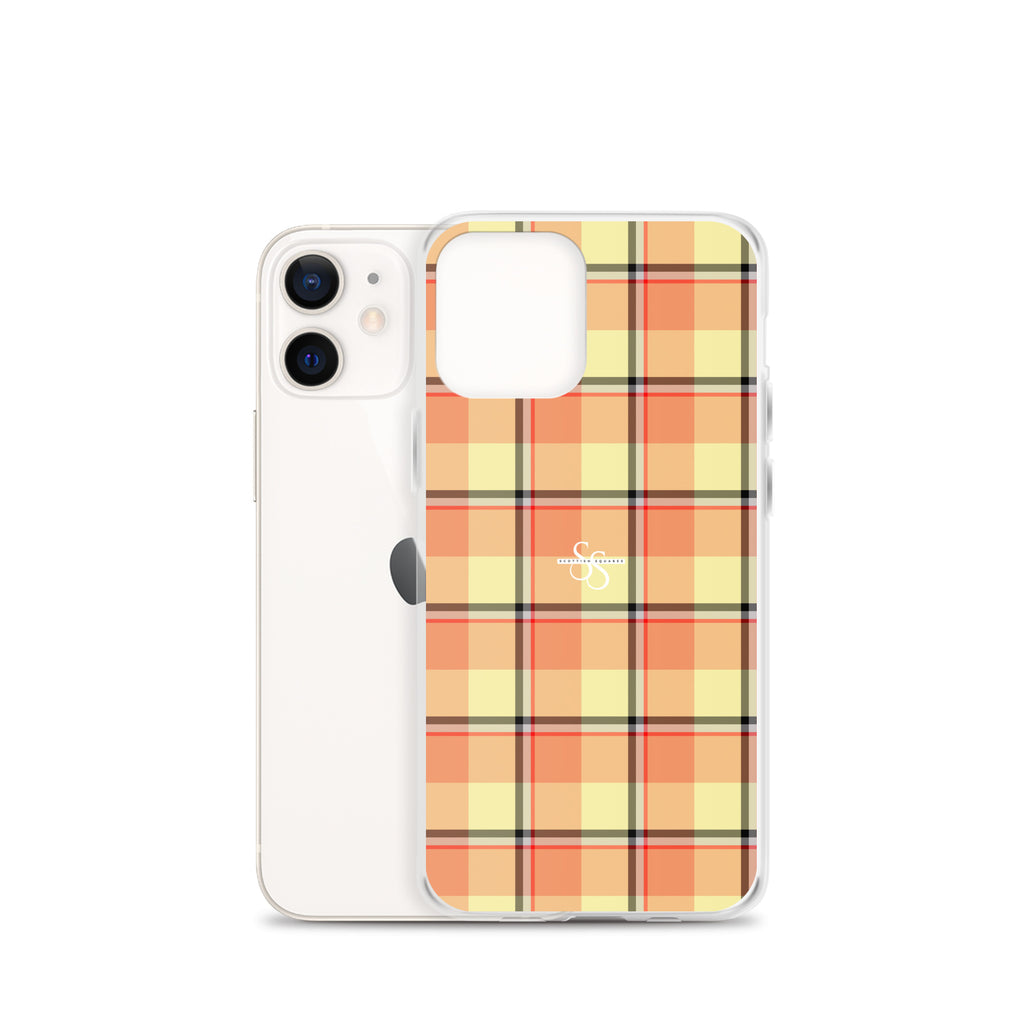 Clear Case for iPhone Claystone and Morning Mist Plaid - Scottish Squares