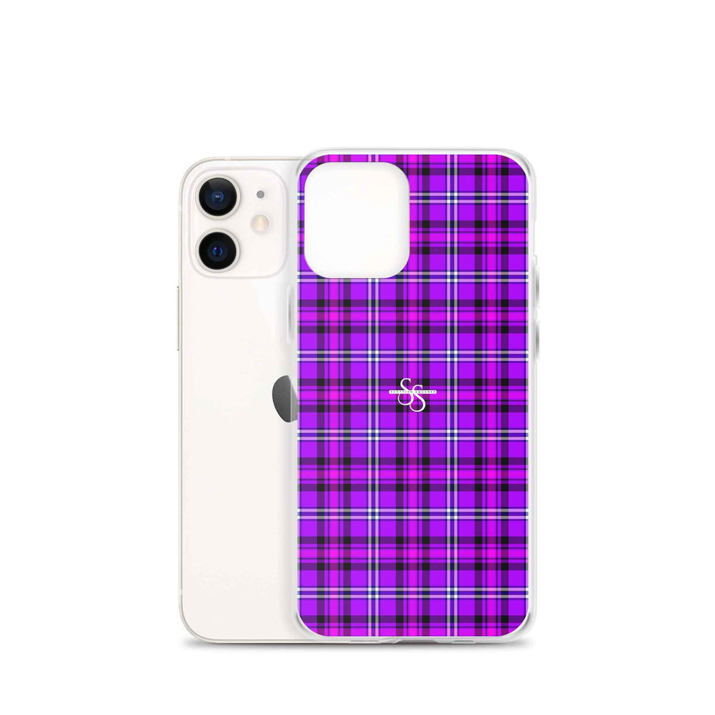 Clear Case for iPhone Electric Violet and Fuchsia Plaid - Scottish Squares